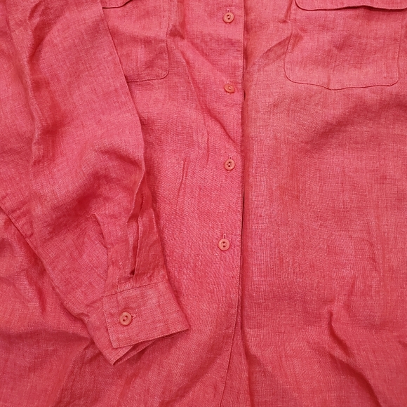 Lands End | Pink Women's Long Sleeve Linen Button Down - Picture 2 of 5